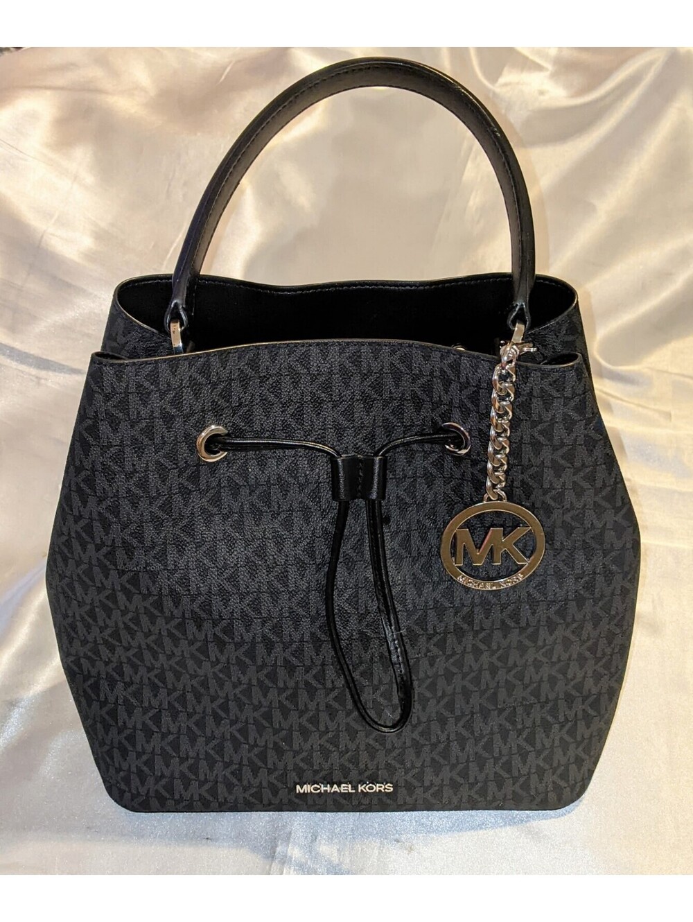 Michael Kors Suri Bucket Bag Large Handbag MK Signature Black No Long Strap